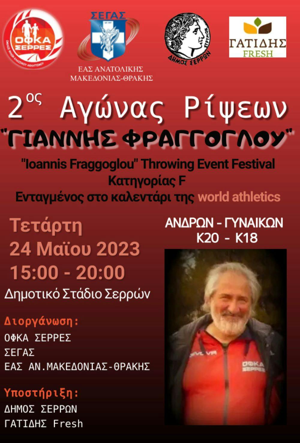 Την προσεχή Τετάρτη 24/5 θα διεξαχθούν οι αγώνες ρίψεων «Γιάννης Φράγγογλου» runbeat.gr